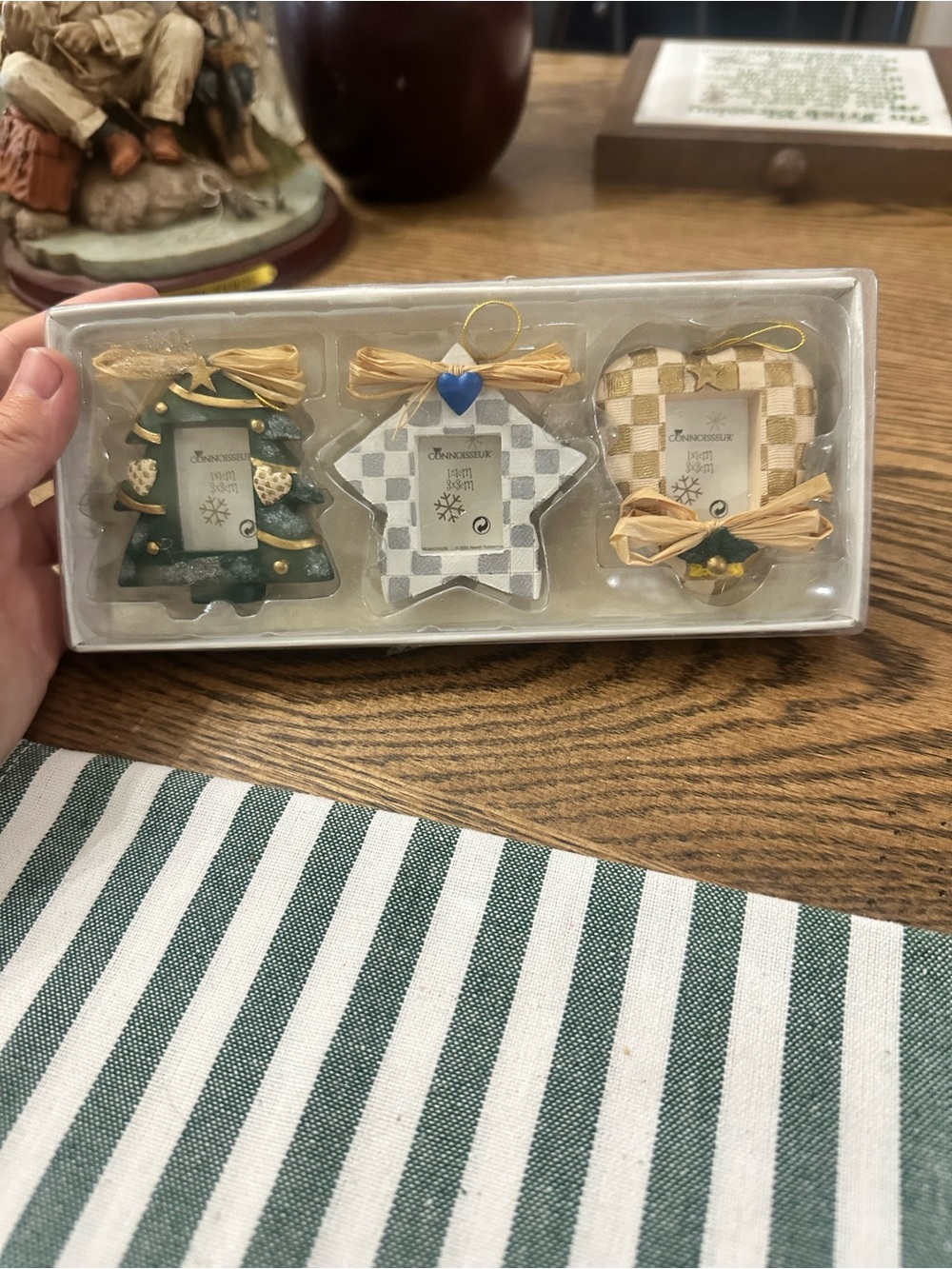 New Woodland Holiday Ornament Frame Set by connoisseur - Green, White, Gold